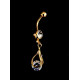 Piercing de nombril fantaisie strass doré 
