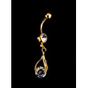 Piercing de nombril fantaisie strass doré 