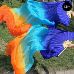 Paire de fan veil Dégradé de couleurs bleu orange