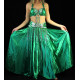 Tenue satin de danse orientale vert