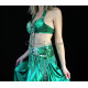 Tenue satin de danse orientale vert