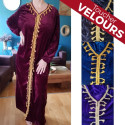 Djellaba femme chaude toucher velours pompons