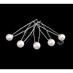 Lot de 5 épingles a cheveux perle blanc
