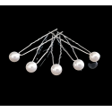 Lot de 5 épingles a cheveux perle blanc