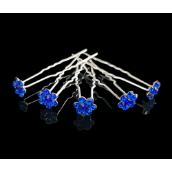 Lot de 5 épingles a cheveux fleur bleu royal