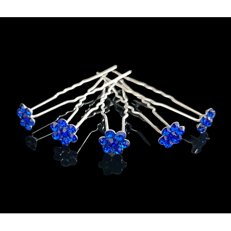 Lot de 5 épingles a cheveux fleur bleu royal