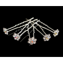 Lot de 5 épingles à chignon mariage strass argenté