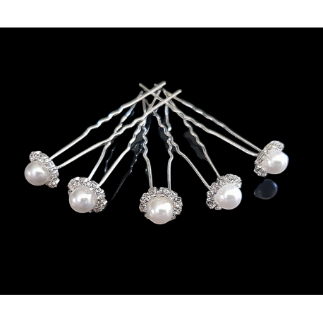 Lot de 4 épingles a cheveux diamant rond argenté