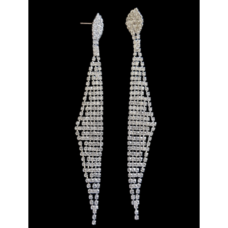 Boucles d'oreilles strass grande longueur
