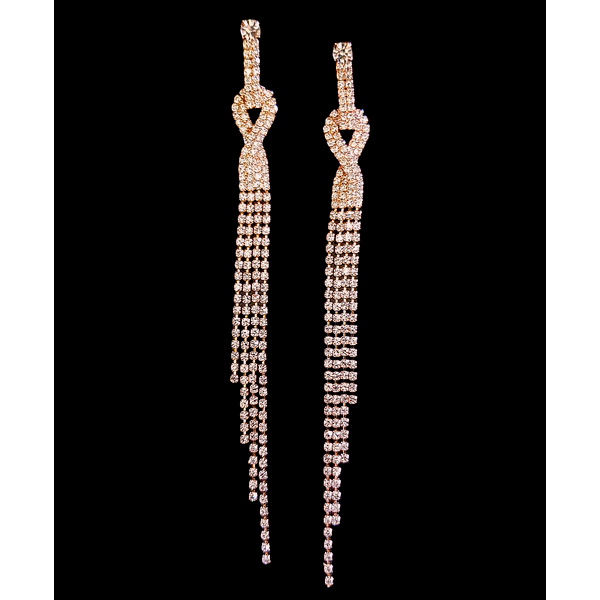 Longues boucles d'oreilles strass doré 