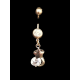 Piercing nombril double coeur strass argenté