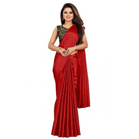 Sari indien 2 piéces Bollywood uni en satin