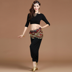 Tenue de cours de danse orientale épaules découvertes noir