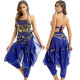 Costume de danse orientale top sarouel bleu roy