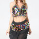 Ensemble coordonné de danse noir multicolore
