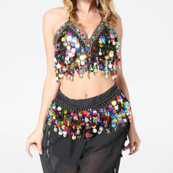 Ensemble coordonné de danse noir multicolore