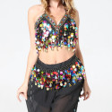 Ensemble coordonné de danse noir multicolore