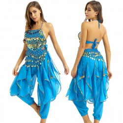 Costume de danse orientale indienne bollywwod turquoise