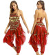 Costume de danse orientale top sarouel rouge