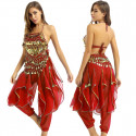Costume de danse orientale top sarouel rouge