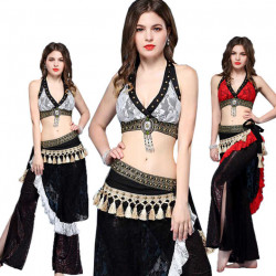 Ensemble tribal de danse orientale top et ceinture