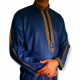 Qamis Qatar style moderne col droit zippé