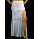 Jupe de danse orientale droite fendue blanc doré 