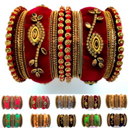 Bracelets indiens colorés velours Chudha