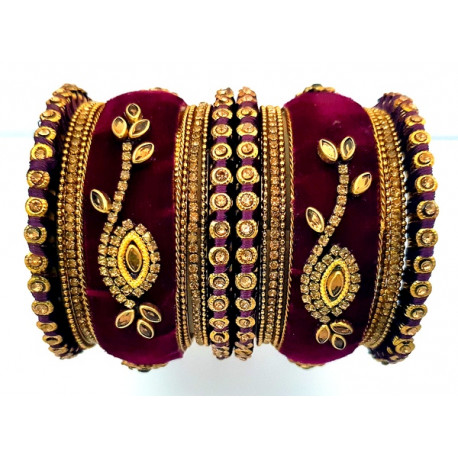 Bracelets indiens colorés velours Chudha