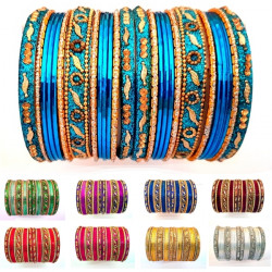 Lot de 26 bracelets bangles indiens multicolores mariage