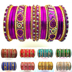 30 Bracelets indiens bollywood strass colorés 