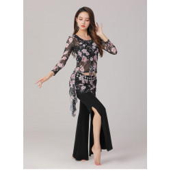 Ensemble pour cours de danse orientale 2 pièces noir et rose