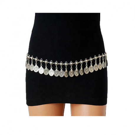 Ceinture de danse orientale métal argenté et pièces