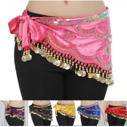 Ceinture de danse orientale velours motif vague or