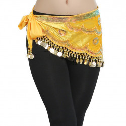 Ceinture de danse orientale velours motif vague or
