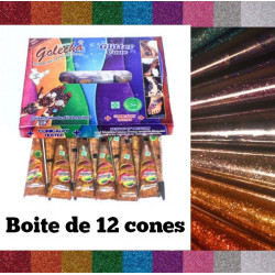 Boîte de 12 cônes de paillettes pour Henné