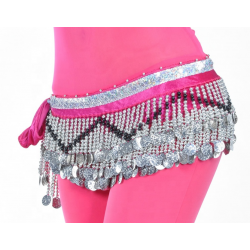 Ceinture velours et perles fushia