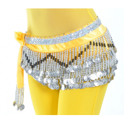 Ceinture de danse orientale velours et perles jaune