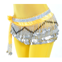 Ceinture de danse orientale velours et perles jaune
