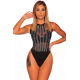 Body femme noir et bandes de strass cristal
