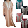 Djellaba femme 100% oriental broderie blanche et pompons