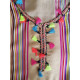 Robe d'été femme bohême à rayures et pompons