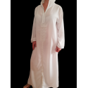 Djellaba femme brodée blanche à capuche