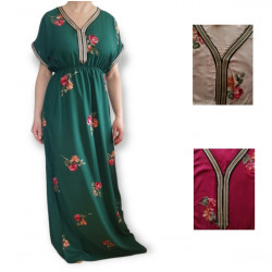 Djellaba Femme printemps fleurs brodées