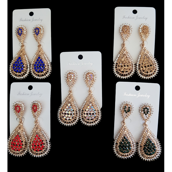 Boucles d'oreilles or petite couronne strass