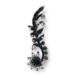 Bindi indien de luxe noir et strass argent