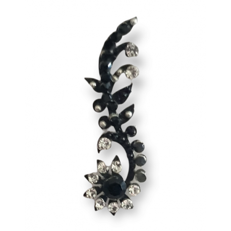 Bindi indien de luxe noir et strass argent