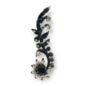 Bindi indien de luxe noir et strass argent