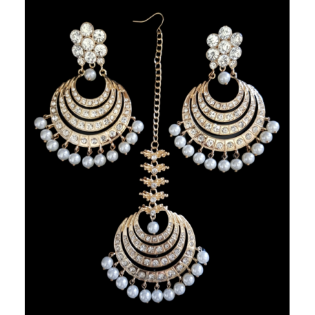 Parure bollywood Paire Boucles d'oreille + Tikka 