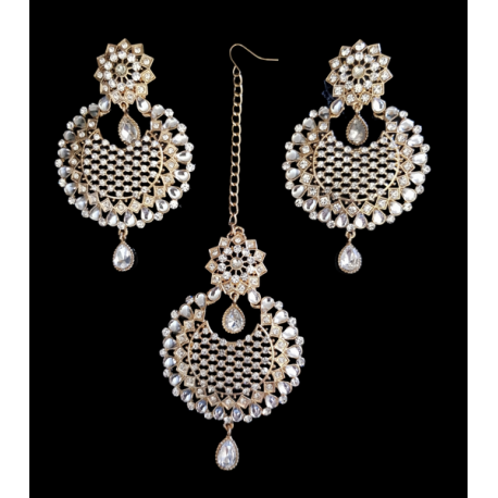 Parure bijoux indiens Tikka + boucles d'oreilles